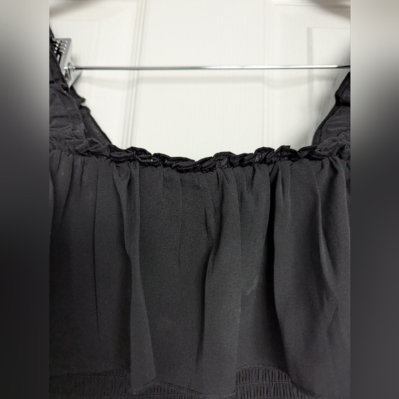 Forever 21 Black Smocked Ruffle Crop Top - Picture 4 of 11